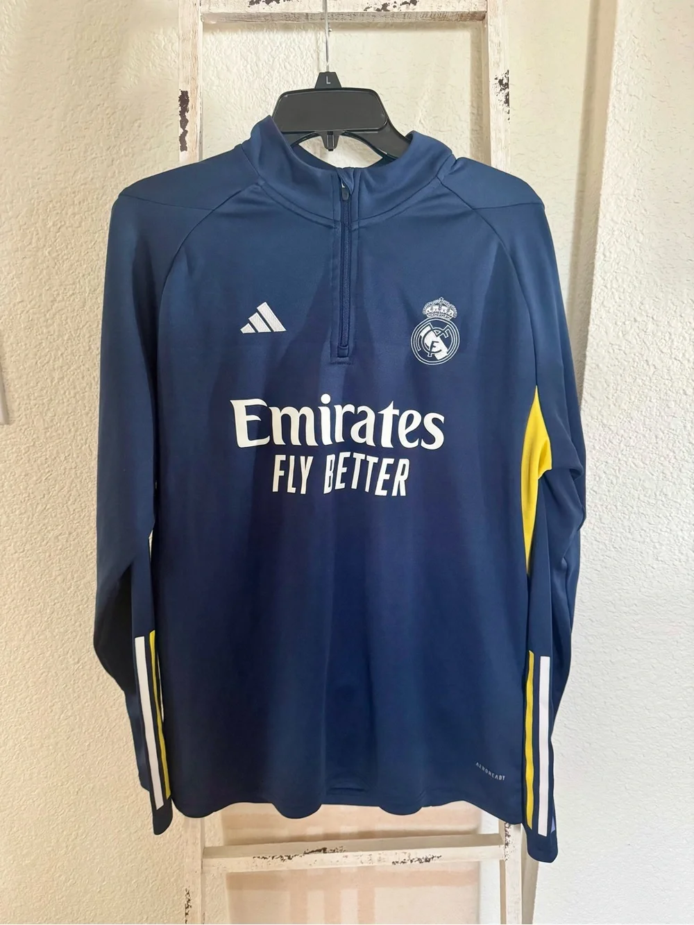 Adidas Real Madrid Emirates Quarter Zip Long Sleeve Men’s Training Top Size XL